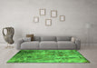 Machine Washable Oriental Green Industrial Area Rugs in a Living Room,, wshurb2566grn