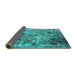 Sideview of Oriental Turquoise Industrial Rug, urb2566turq