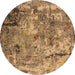 Round Oriental Brown Industrial Rug, urb2566brn