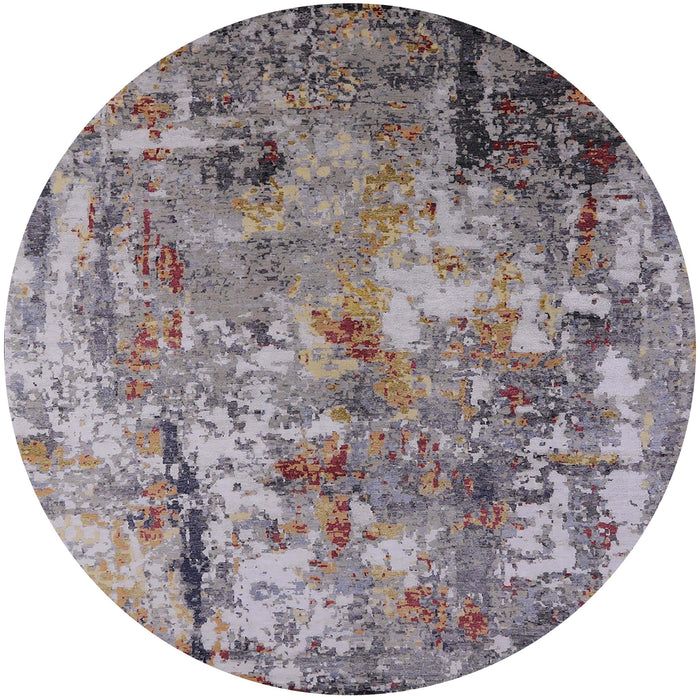 Round Mid-Century Modern Purple Oriental Rug, urb2566