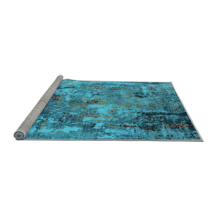Sideview of Machine Washable Oriental Light Blue Industrial Rug, wshurb2566lblu