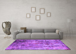 Machine Washable Oriental Purple Industrial Area Rugs in a Living Room, wshurb2566pur