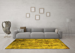 Machine Washable Oriental Yellow Industrial Rug in a Living Room, wshurb2566yw