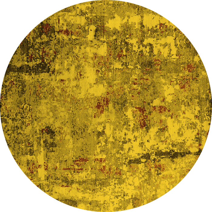 Round Oriental Yellow Industrial Rug, urb2566yw