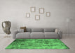 Machine Washable Oriental Emerald Green Industrial Area Rugs in a Living Room,, wshurb2566emgrn
