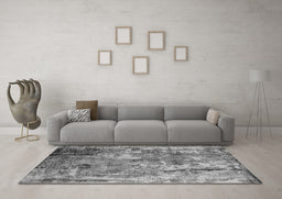 Machine Washable Oriental Gray Industrial Rug in a Living Room,, wshurb2566gry