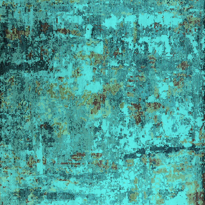 Square Oriental Turquoise Industrial Rug, urb2566turq