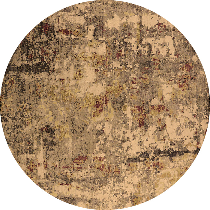 Round Machine Washable Oriental Brown Industrial Rug, wshurb2566brn