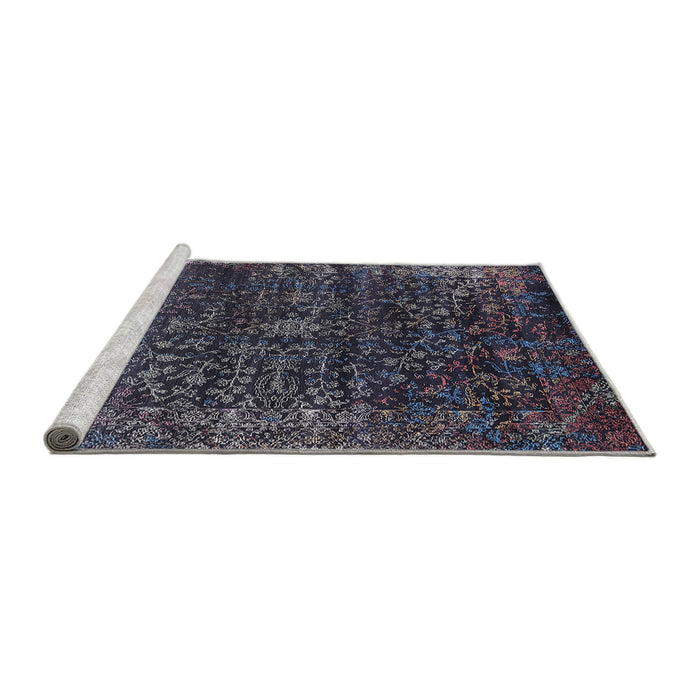 Sideview of Machine Washable Industrial Modern Charcoal Black Rug, wshurb2567