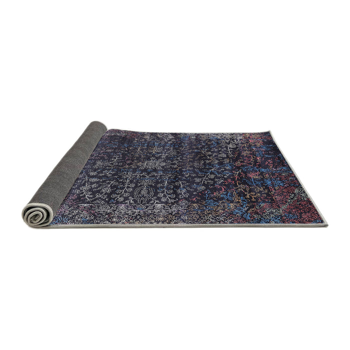 Sideview of Mid-Century Modern Charcoal Black Oriental Rug, urb2567