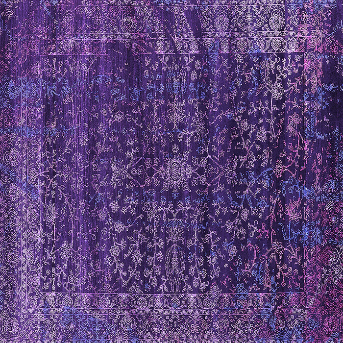 Square Machine Washable Oriental Purple Industrial Area Rugs, wshurb2567pur