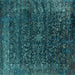 Square Machine Washable Oriental Turquoise Industrial Area Rugs, wshurb2567turq