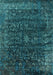 Machine Washable Oriental Turquoise Industrial Area Rugs, wshurb2567turq