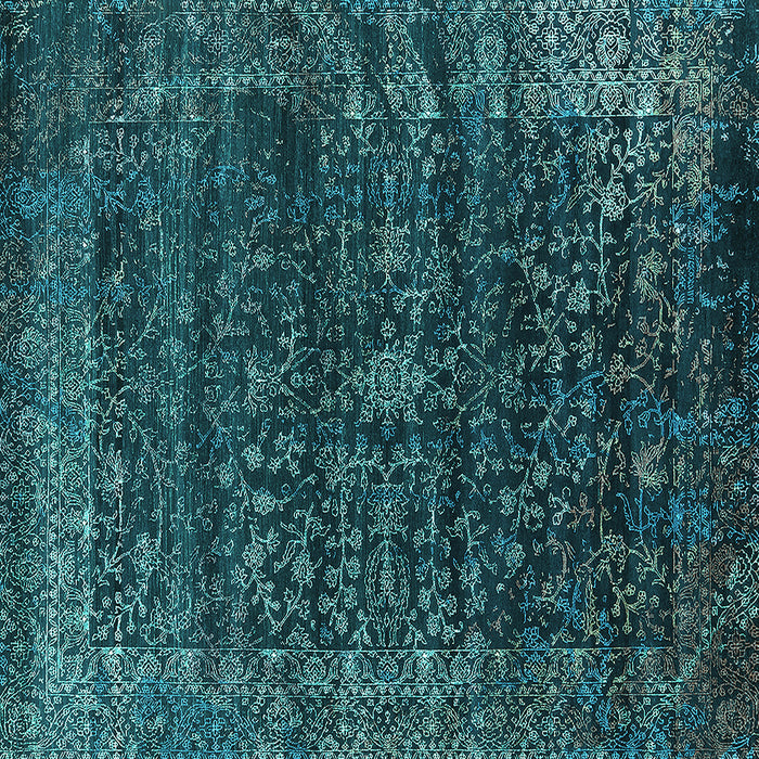 Square Oriental Turquoise Industrial Rug, urb2567turq