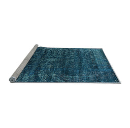 Sideview of Machine Washable Oriental Light Blue Industrial Rug, wshurb2567lblu