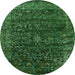 Round Oriental Green Industrial Rug, urb2567grn