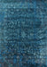 Machine Washable Oriental Light Blue Industrial Rug, wshurb2567lblu