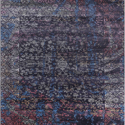 Square Machine Washable Industrial Modern Charcoal Black Rug, wshurb2567