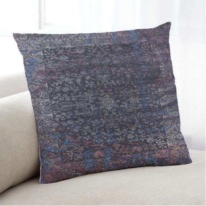 Lifestyle Image of Mid-Century Modern Urban Square Charcoal Black Throw Pillow, 18 inch by 18 inch, pwurb2567