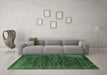 Machine Washable Oriental Emerald Green Industrial Area Rugs in a Living Room,, wshurb2567emgrn