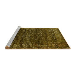 Sideview of Machine Washable Oriental Yellow Industrial Rug, wshurb2567yw