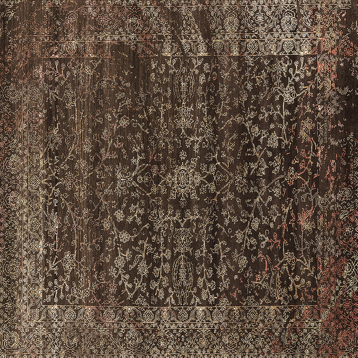 Square Oriental Brown Industrial Rug, urb2567brn