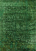 Machine Washable Oriental Green Industrial Area Rugs, wshurb2567grn