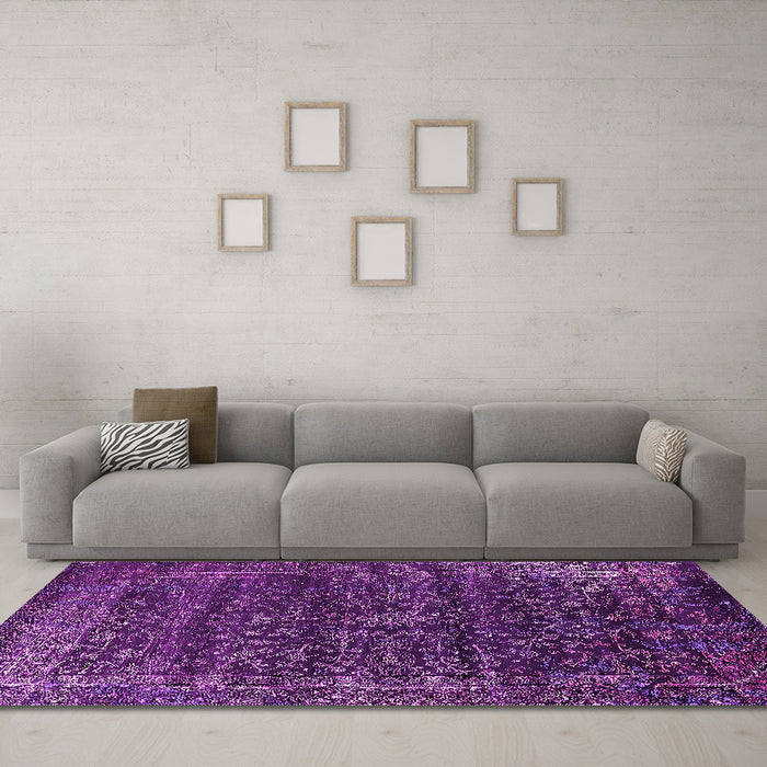 Machine Washable Oriental Pink Industrial Rug in a Living Room, wshurb2567pnk