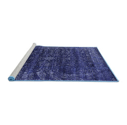 Sideview of Machine Washable Oriental Blue Industrial Rug, wshurb2567blu