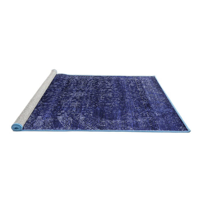 Sideview of Machine Washable Oriental Blue Industrial Rug, wshurb2567blu