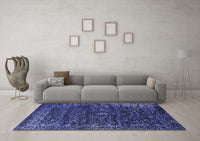 Machine Washable Oriental Blue Industrial Rug, wshurb2567blu