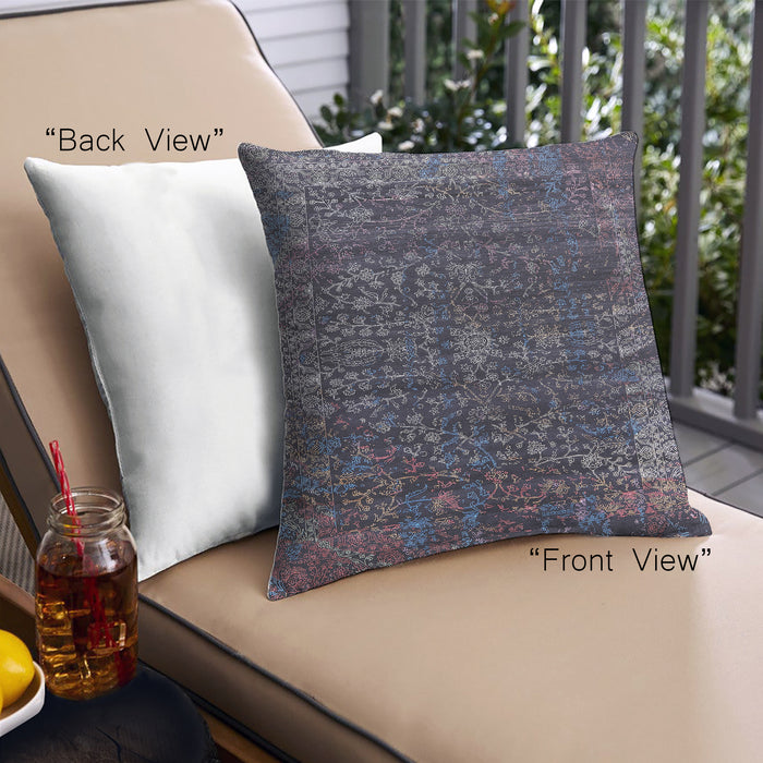 Front View of Mid-Century Modern Urban Square Charcoal Black Throw Pillow, 18 inch by 18 inch, pwurb2567
