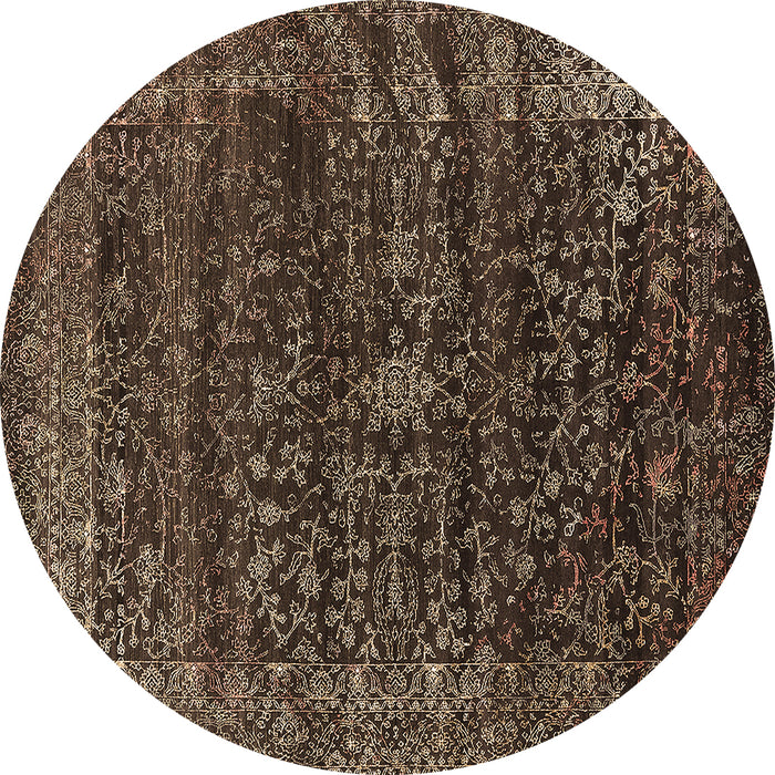 Round Oriental Brown Industrial Rug, urb2567brn