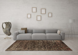 Machine Washable Oriental Brown Industrial Rug in a Living Room,, wshurb2567brn