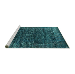 Sideview of Machine Washable Oriental Turquoise Industrial Area Rugs, wshurb2567turq
