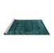 Sideview of Machine Washable Oriental Turquoise Industrial Area Rugs, wshurb2567turq