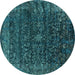 Round Oriental Turquoise Industrial Rug, urb2567turq