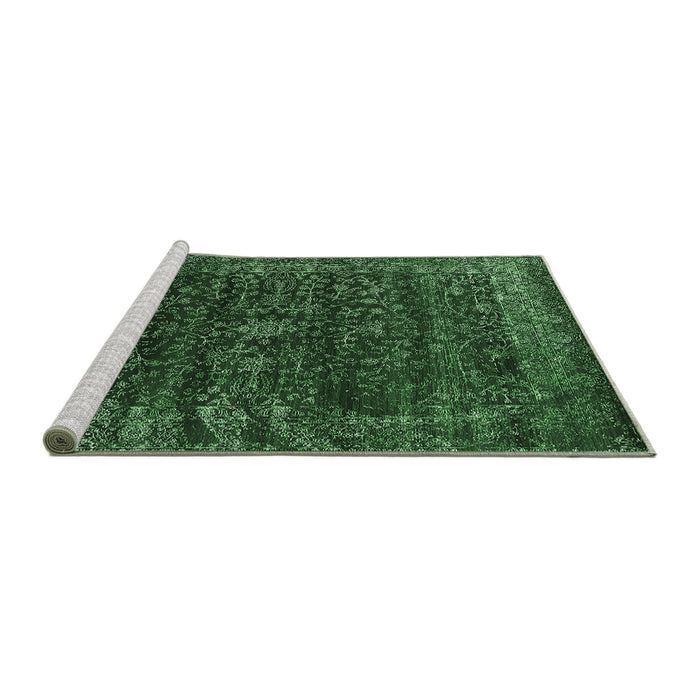 Sideview of Machine Washable Oriental Emerald Green Industrial Area Rugs, wshurb2567emgrn