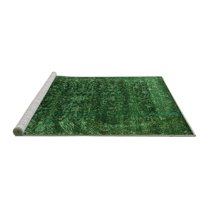 Sideview of Machine Washable Oriental Green Industrial Area Rugs, wshurb2567grn