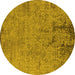 Round Oriental Yellow Industrial Rug, urb2568yw