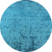 Round Oriental Light Blue Industrial Rug, urb2568lblu