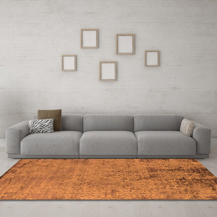Machine Washable Oriental Orange Industrial Area Rugs in a Living Room, wshurb2568org