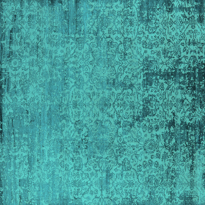 Square Machine Washable Oriental Turquoise Industrial Area Rugs, wshurb2568turq