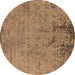 Round Oriental Brown Industrial Rug, urb2568brn