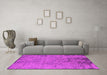 Machine Washable Oriental Pink Industrial Rug in a Living Room, wshurb2568pnk