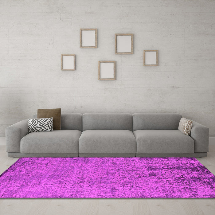 Machine Washable Oriental Pink Industrial Rug in a Living Room, wshurb2568pnk