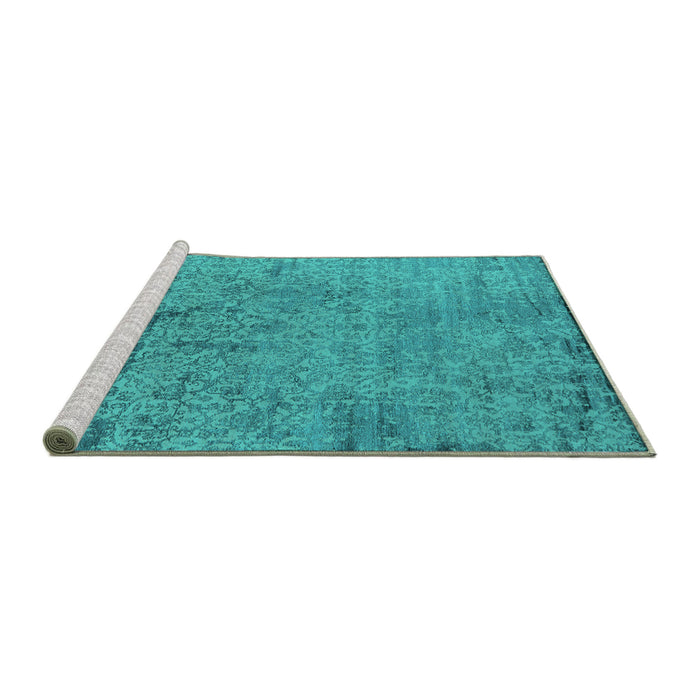 Sideview of Machine Washable Oriental Turquoise Industrial Area Rugs, wshurb2568turq