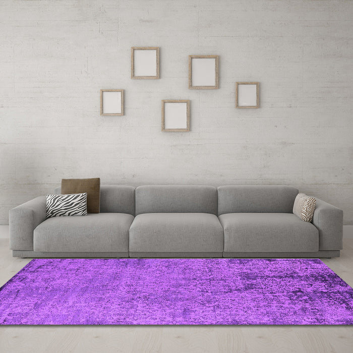 Machine Washable Oriental Purple Industrial Area Rugs in a Living Room, wshurb2568pur