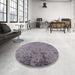 Round Machine Washable Industrial Modern Viola Purple Rug in a Office, wshurb2568