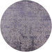 Round Mid-Century Modern Purple Oriental Rug, urb2568